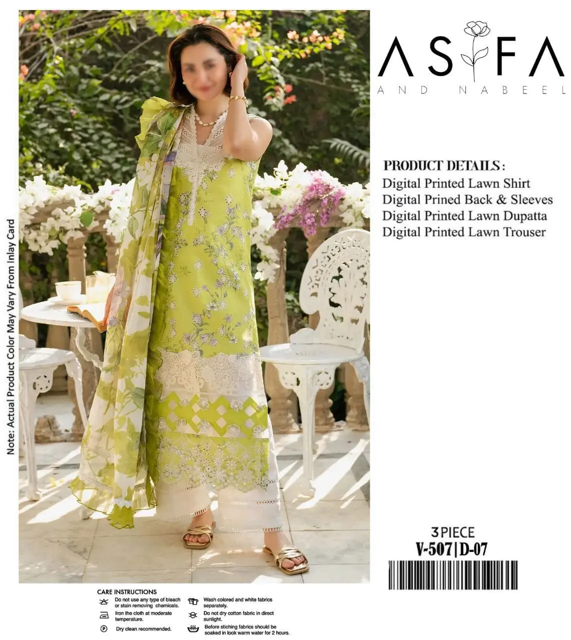 Asifa & Nabeel – Embroidered Multi Color Lawn Suit with Voile Dupatta - Image 4