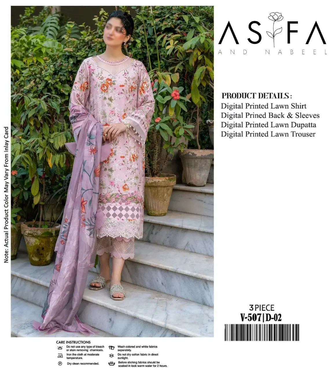 Asifa & Nabeel – Embroidered Multi Color Lawn Suit with Voile Dupatta - Image 5