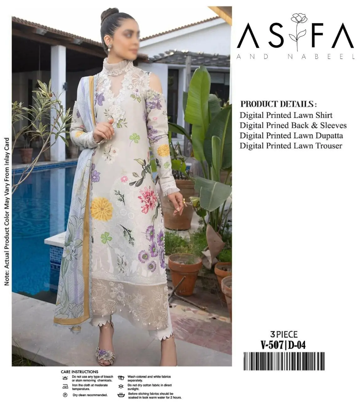 Asifa & Nabeel – Embroidered Multi Color Lawn Suit with Voile Dupatta - Image 9