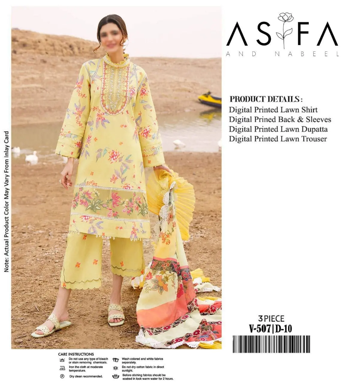 Asifa & Nabeel – Embroidered Multi Color Lawn Suit with Voile Dupatta - Image 6