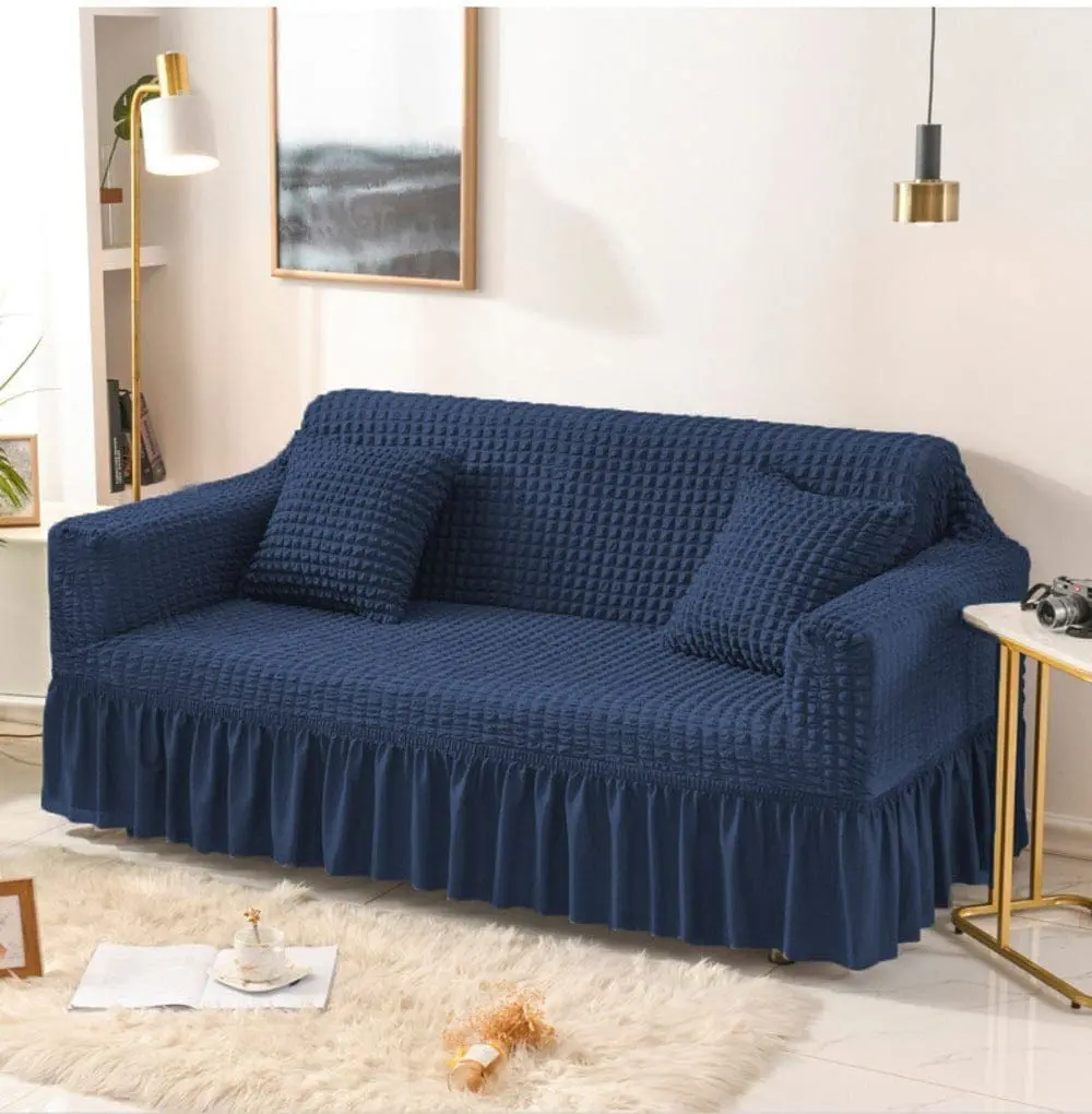 Blue Persian Style Sofa Fitted Cover – Jersey Fabric