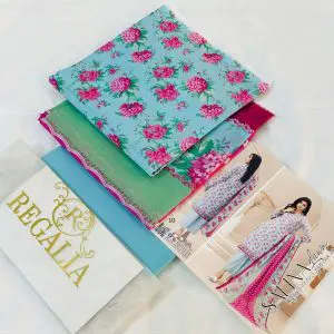 Safina Regalia Design 10 – Ferozi Green Printed 3 Piece Lawn Suit with Lawn Dupatta (Unstitched – 2025 Collection)