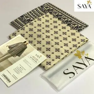 Saya brown black printed lawn suit