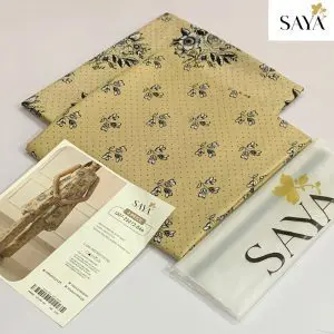 Saya light brown printed lawn suit