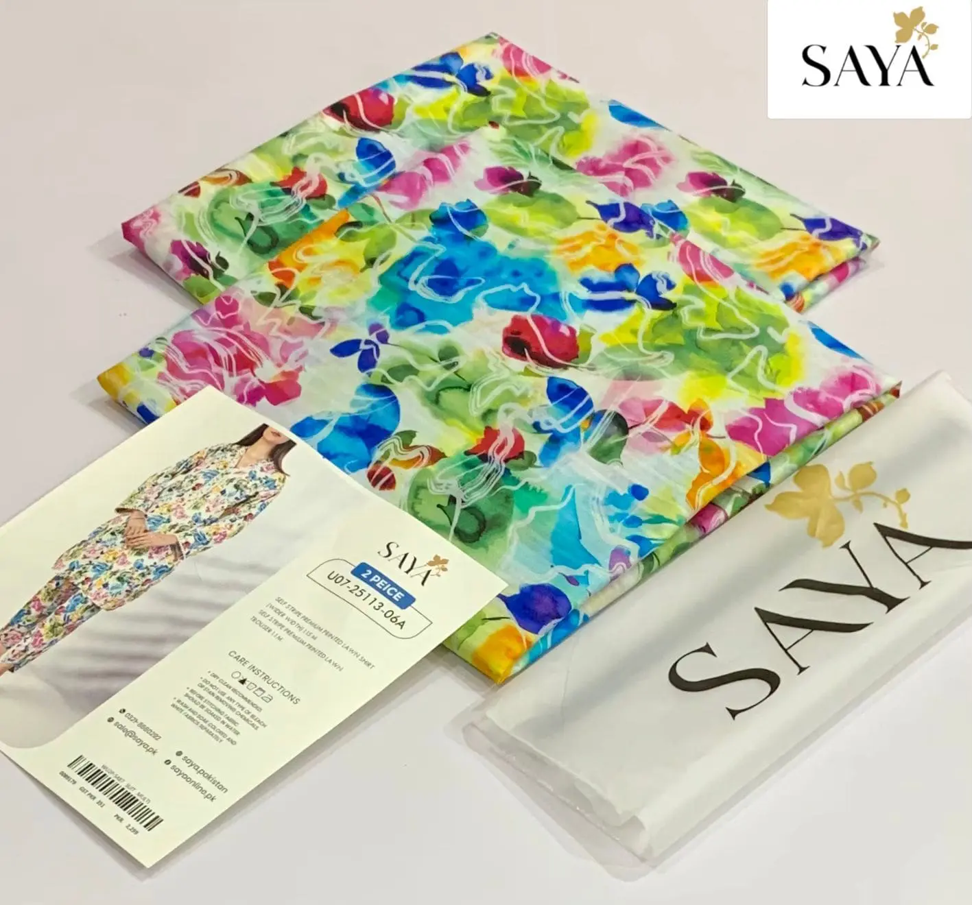 Saya Unstitched Multicolor Printed 2 Piece Lawn Suit