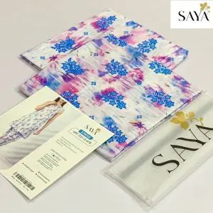 Saya pink blue printed lawn suit