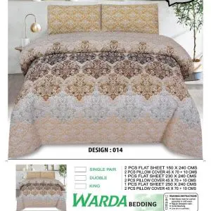 Warda Design 014 – Multicolor cotton bed sheet set with pillow covers