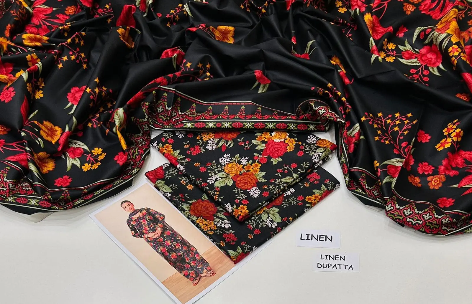 Linen Collection 2025 – 3 Piece Printed Suit with Digital Dupatta (Multi Designs) - Image 4