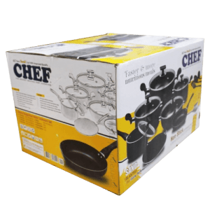 Chef Non Stick Cookware Set 330 – 15 Pcs Black with Box