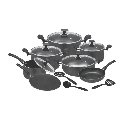 Chef Non Stick Cookware Set 330 – 15 Pcs Black