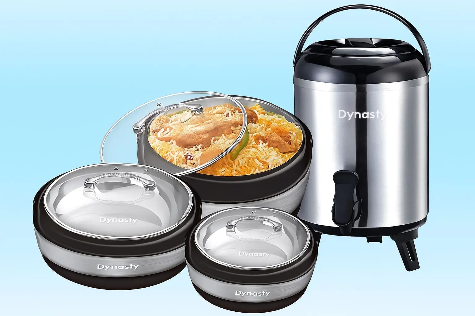 Dynasty Hotpot & Cooler Giftpack – Steel Body Insulated Food & Beverage Storage Set