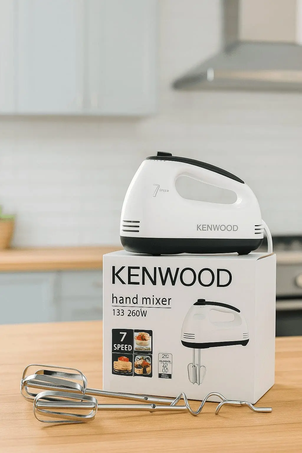 Kenwood Hand Mixer 133 – 260W Electric Beater with 7 Speed and Stainless Steel Attachments