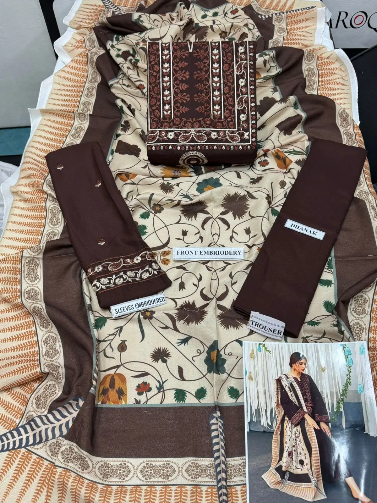Unstitched Winter Dhanak 3 Piece Embroidered Suit - Image 2