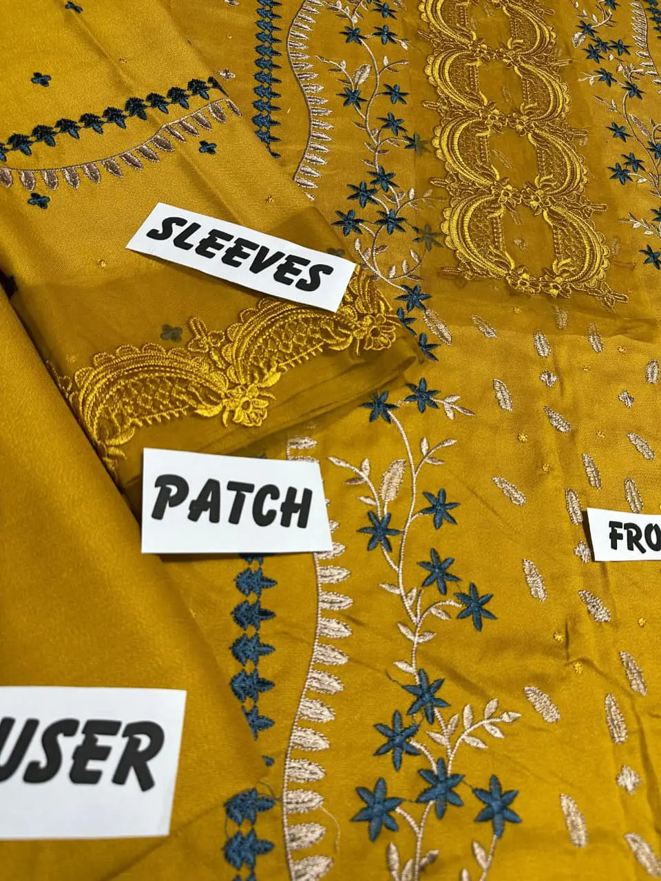 MOTIFZ – Yellow Embroidered Dhanak 3 Piece Suit with Pashmina Shawl - Image 4