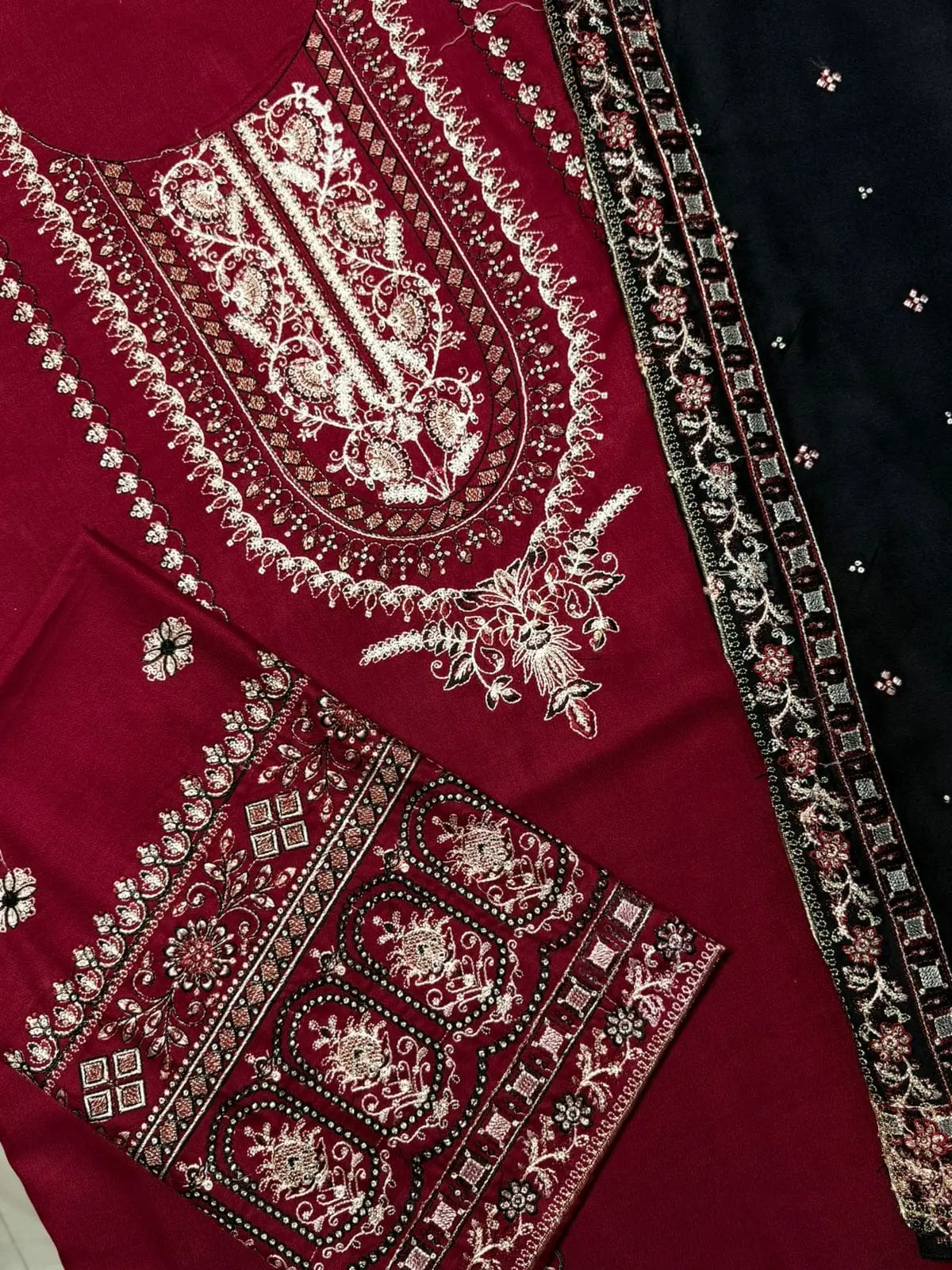BATIK 7218 3pc Suit with Sequins and Thread Embroidery