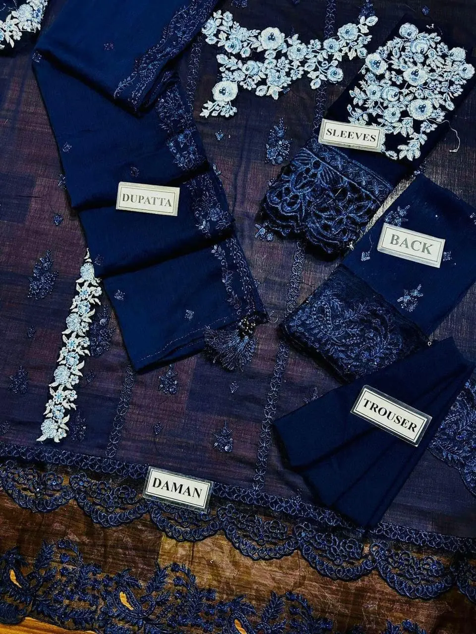 Azure Blue – Embroidered Chiffon Suit with Dupatta - Image 4