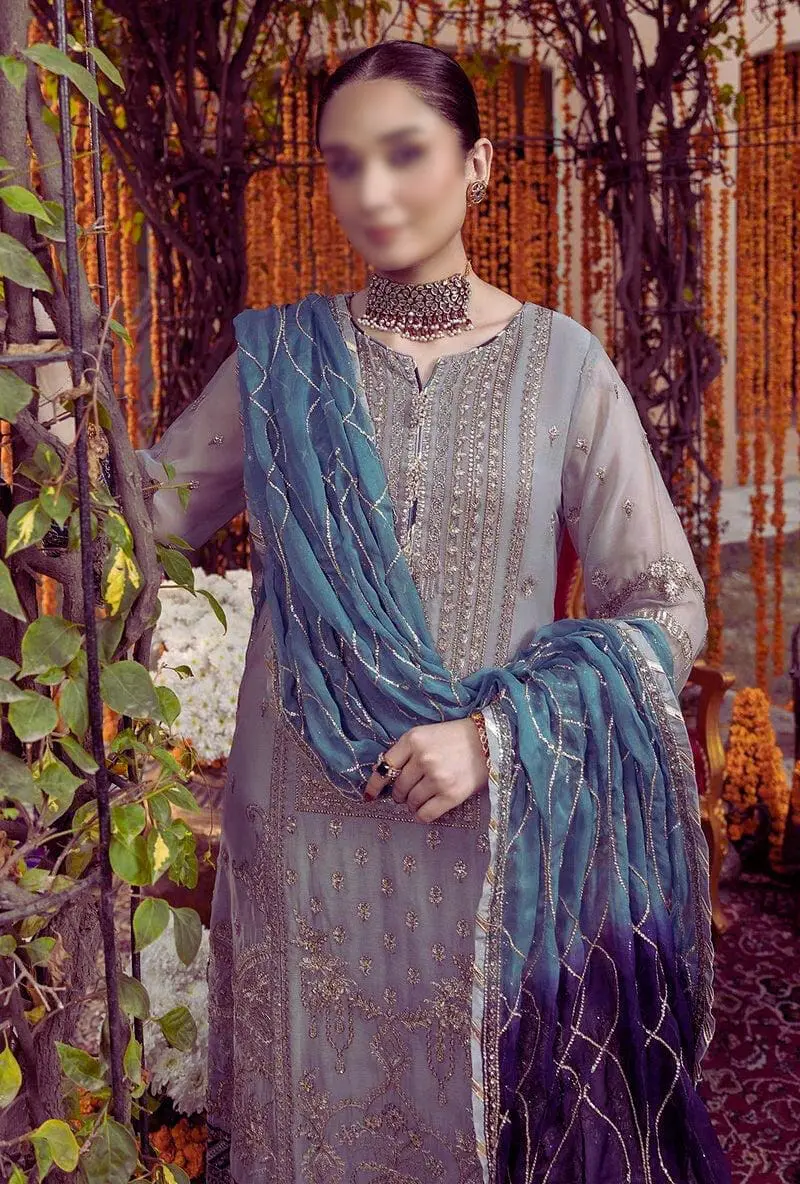 Adan Libas – Chiffon Embroidered Suit Rang-e-Mehfil 005 - Image 2
