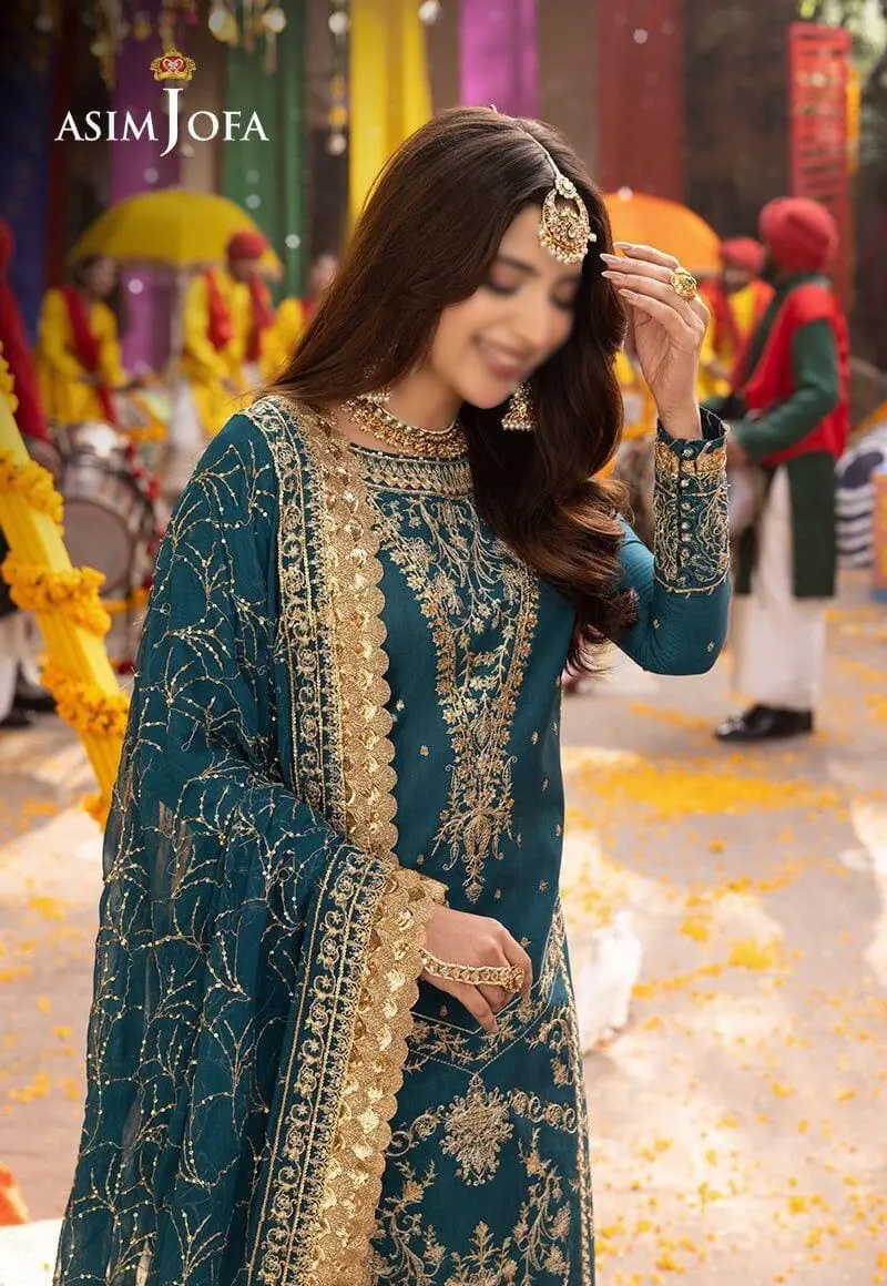 Asim Jofa Replica Collection Chiffon 3pc Suit Close Up