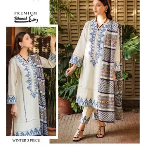 Asling Luxury Winter Collection 3pc Embroidered Dhanak Suit Code 7501