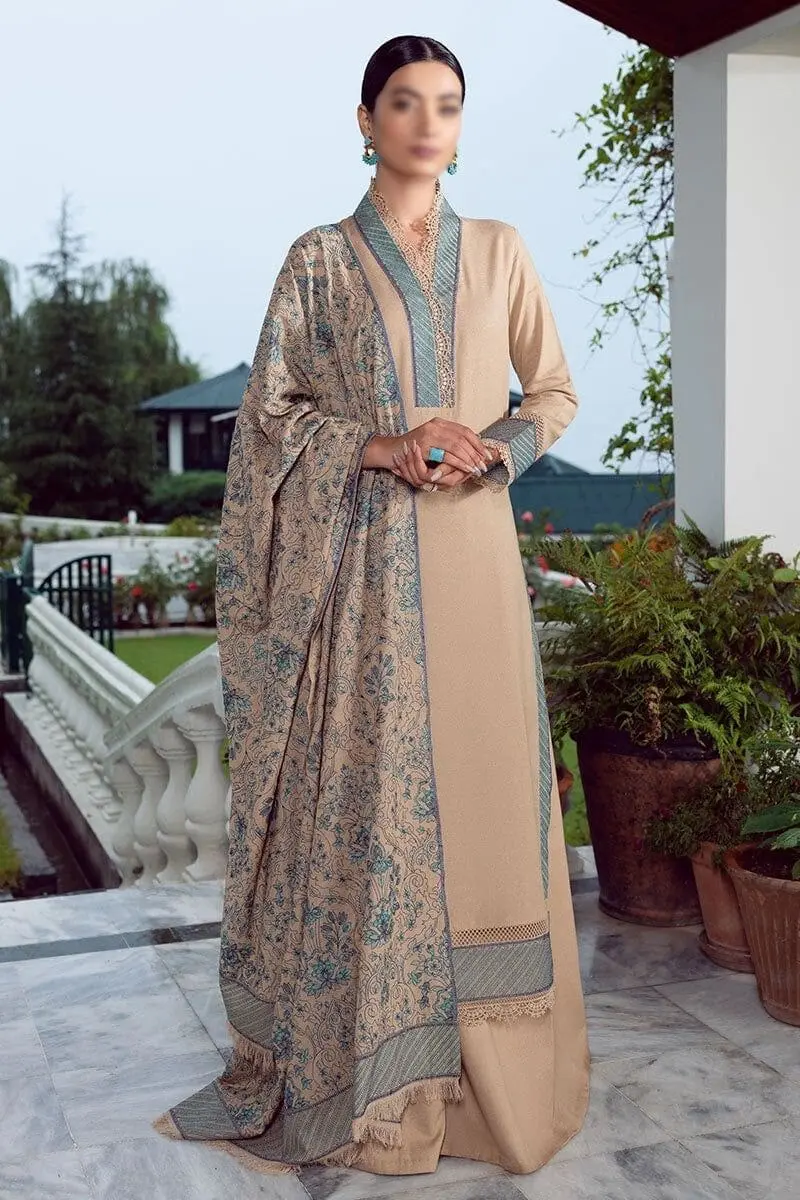 Bareeze 7214 Unstitched Dhanak 3 Piece Winter Suit front view