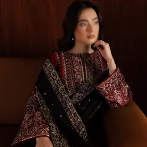 BATIK 7218 Embroidered Dhanak 3 Piece Winter Suit