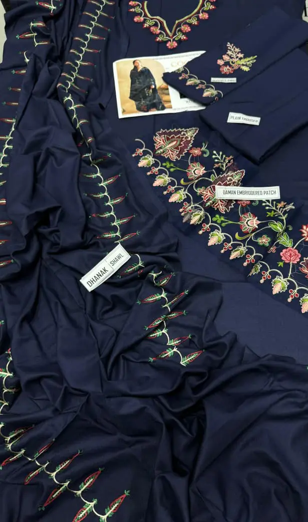 Coco by Zara Shah 459 – Embroidered Dhanak 3 Piece Suit with Dupatta - Image 3