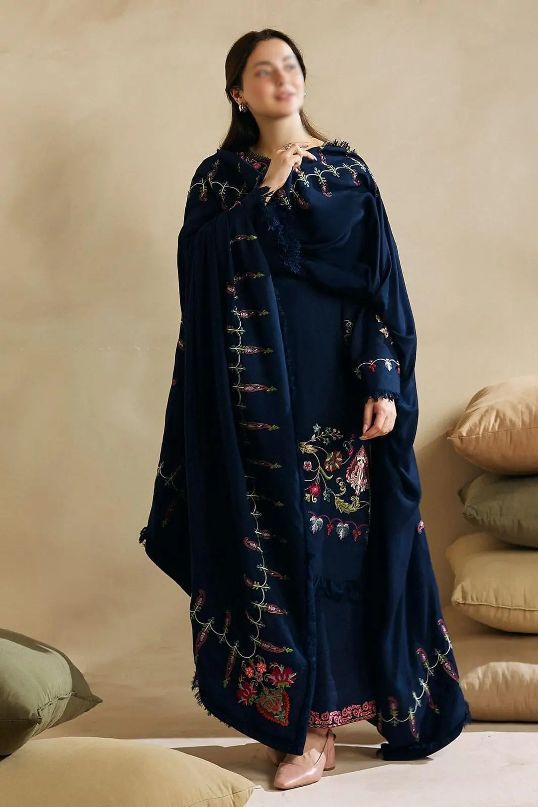 Coco by Zara Shah 459 Embroidered Dhanak 3 Piece Suit