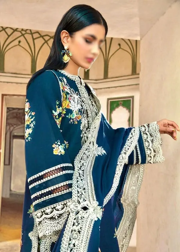 Crimson 3 Piece Embroidered Dhanak Suit – Winter Collection 2025 (Code 7201) - Image 2