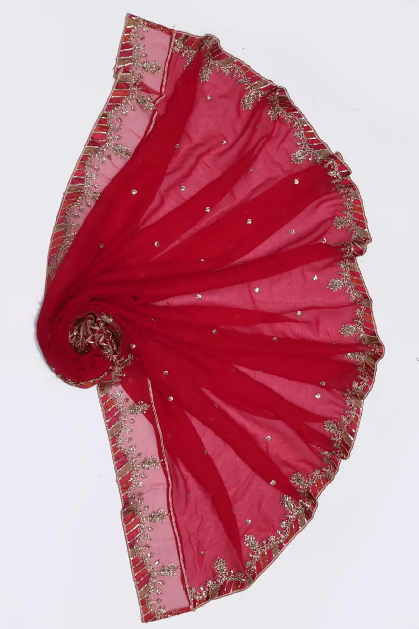 Embroidered Chiffon Wedding Suit with Silk Trouser - Image 6