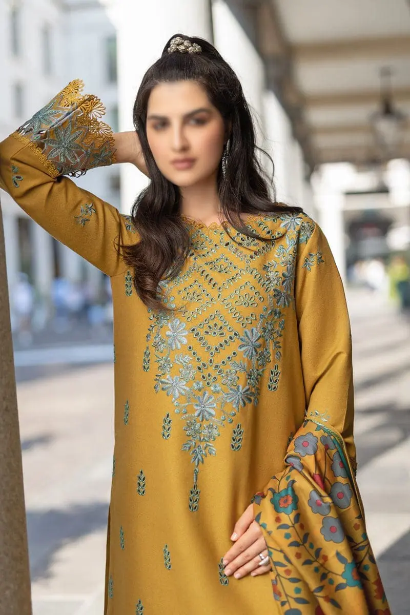 Evelyn – Unstitched Premium Dhanak 3 Piece Winter Suit with Pashmina Shawl - Image 2