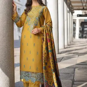 Evelyn Premium Dhanak 3 Piece Unstitched Winter Suit