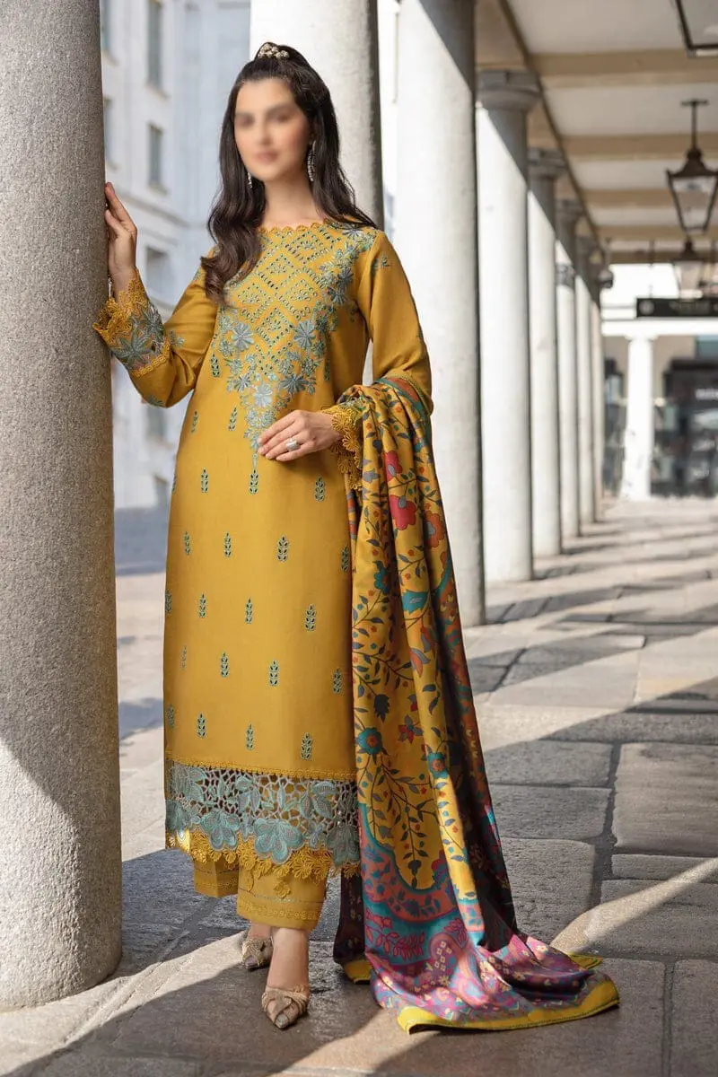 Evelyn Premium Dhanak 3 Piece Unstitched Winter Suit