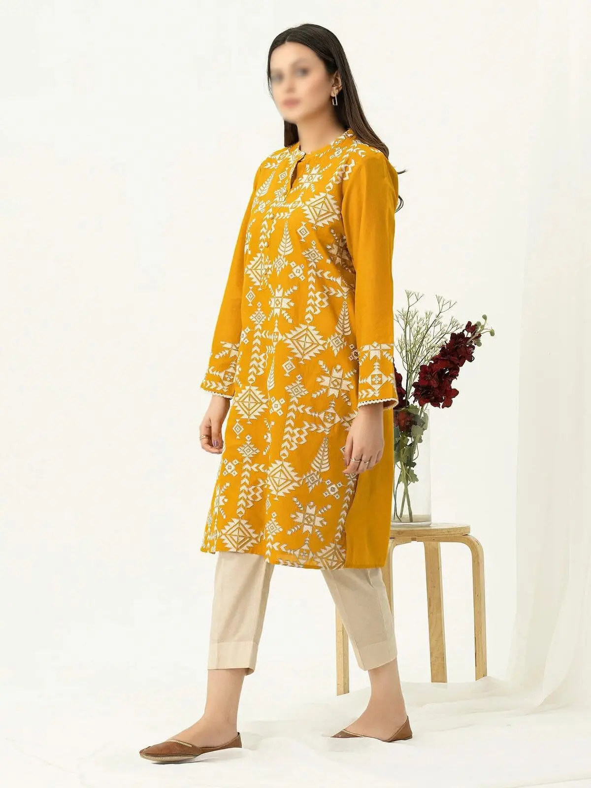 Unstitched Limelight 2pc Embroidered Dhanak Suit with Trouser