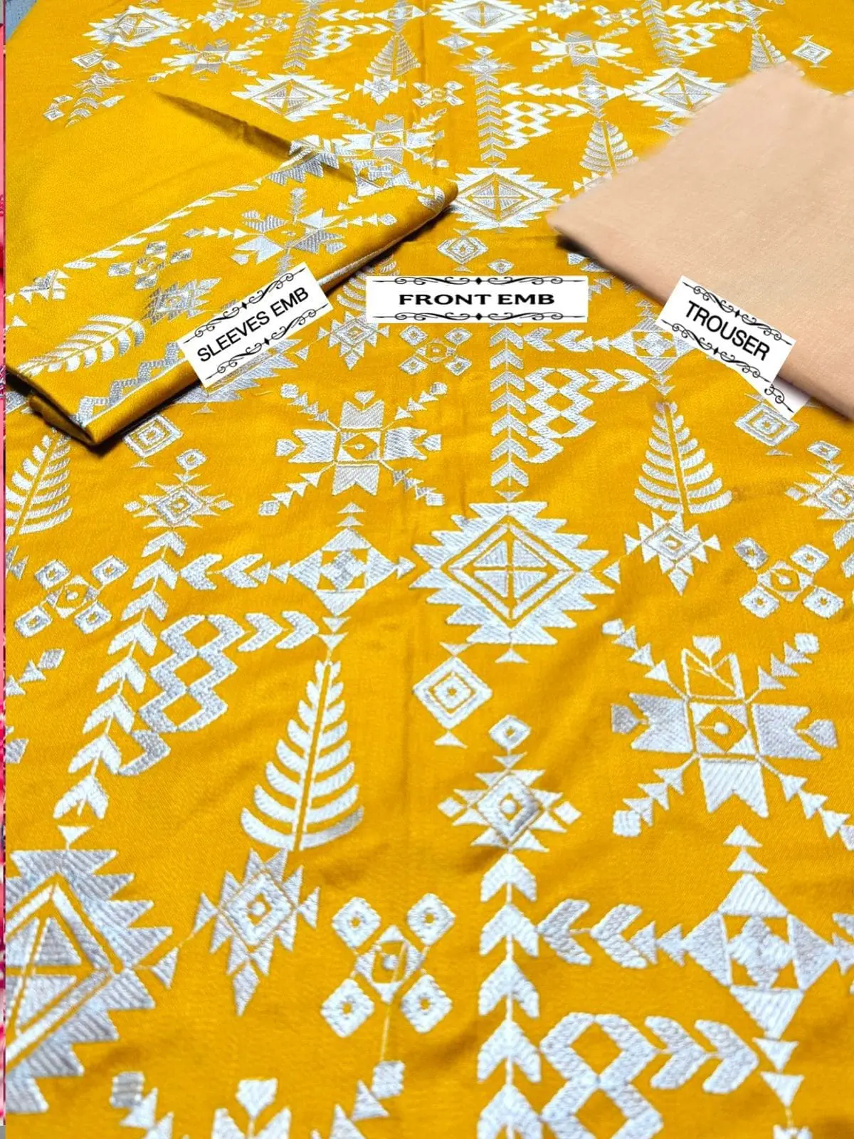 Unstitched Limelight 2pc Embroidered Dhanak Suit with Trouser Detail