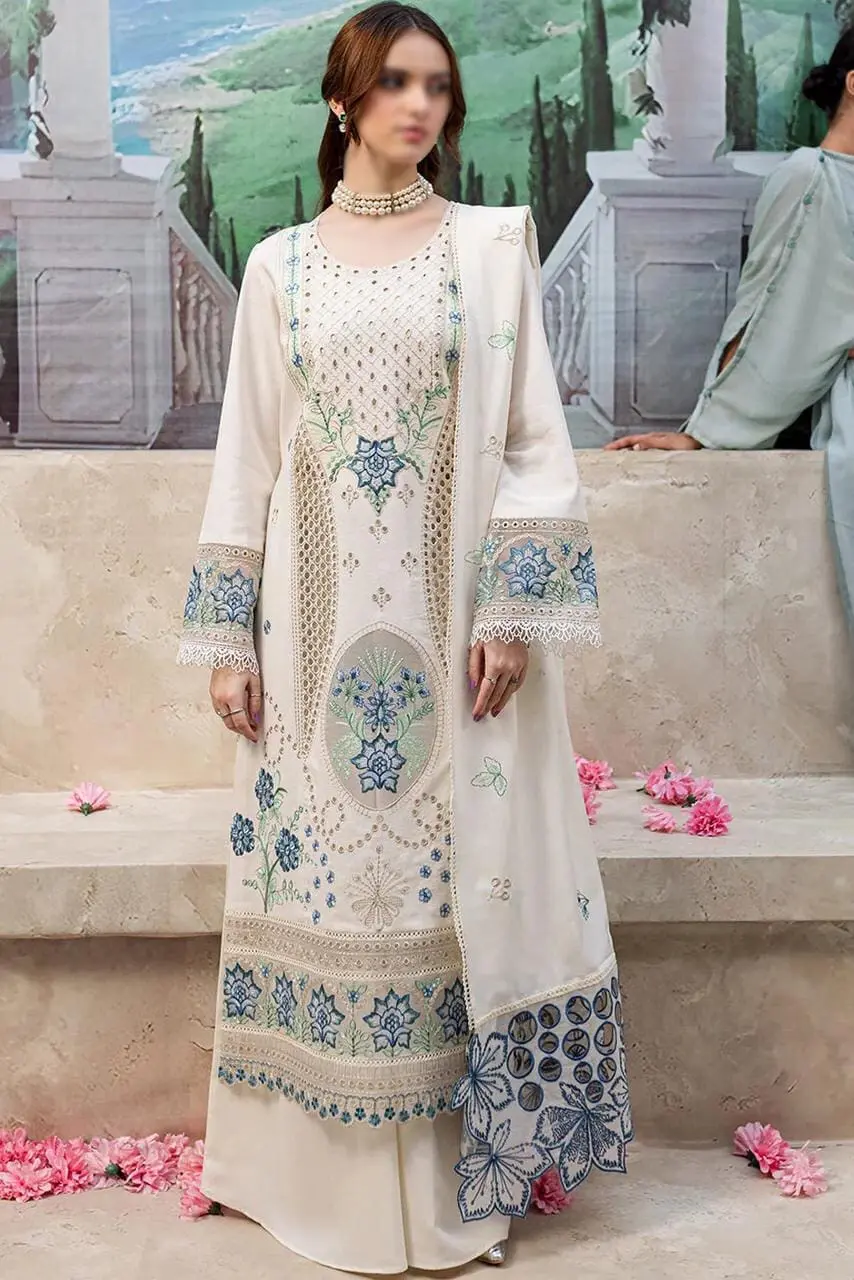 Mahnur – 3pc Embroidered Suit with Wool Shawl