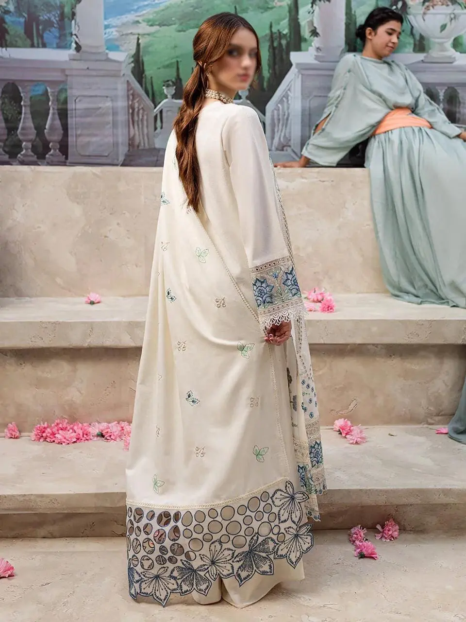 Mahnur – Dhank Embroidered 3pc Suit with Wool Shawl - Image 3