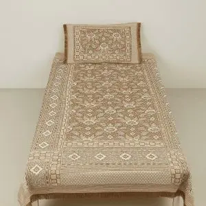 Multani single bedsheet with pillow cover in brown floral design