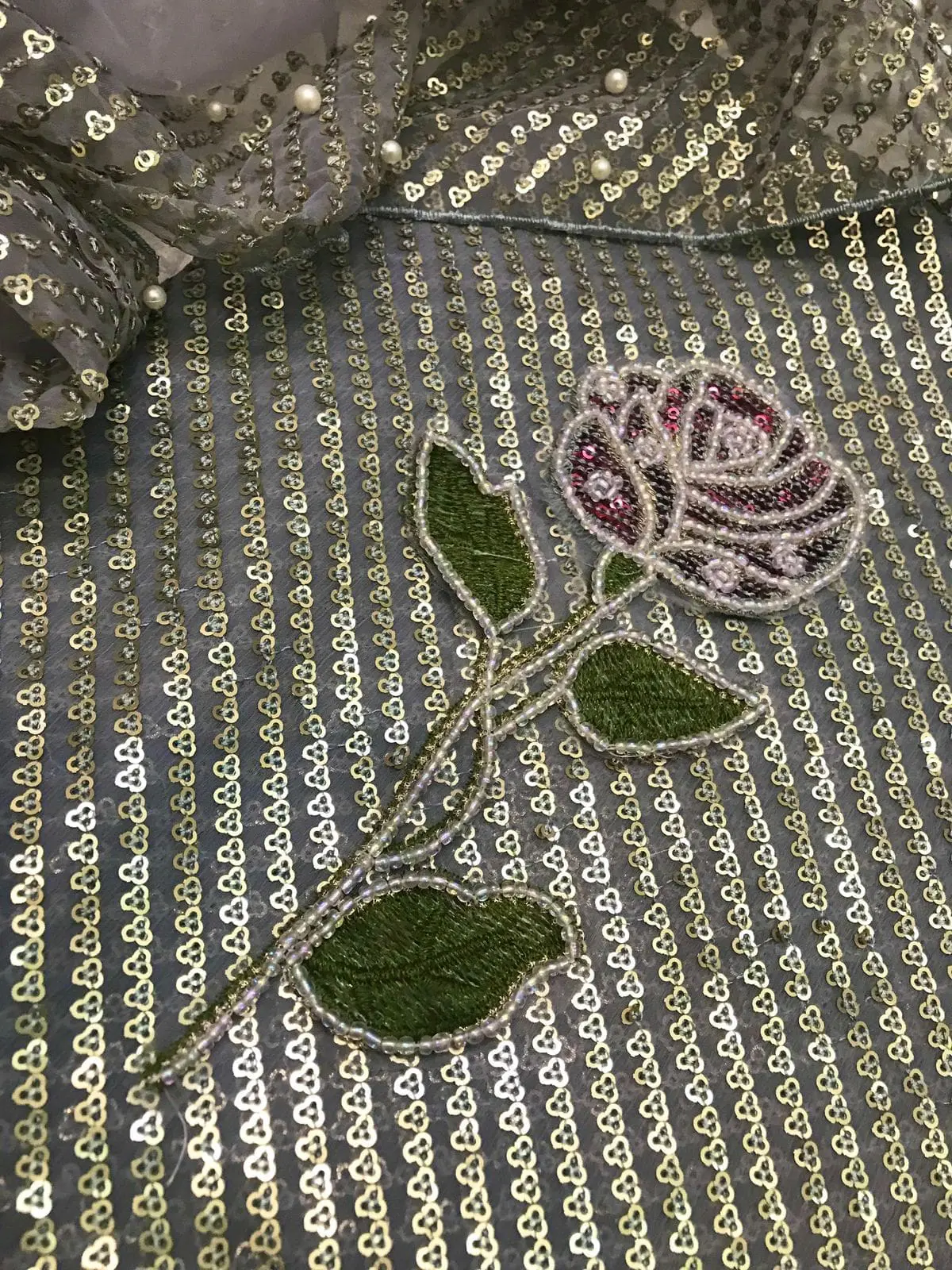Nureh Midnight Embroidered Chiffon 3 Piece Suit - Image 5