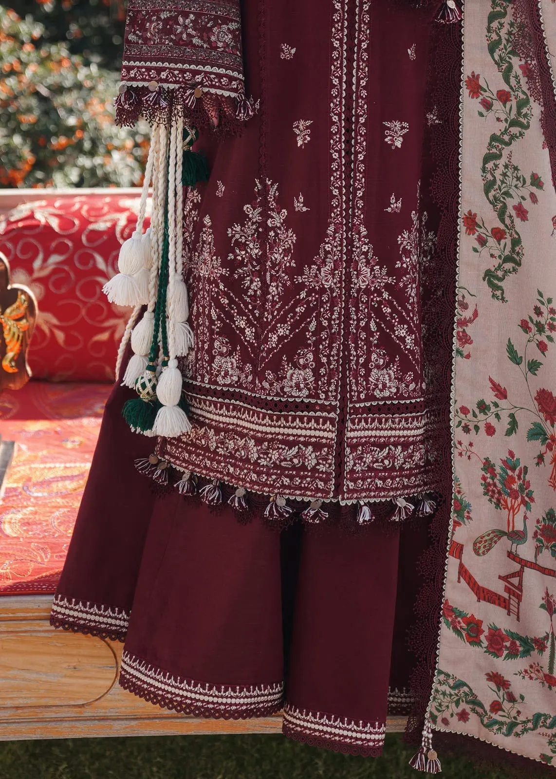 Premium Dhanak – Embroidered 3 Piece Suit with Pashmina Shawl - Image 6