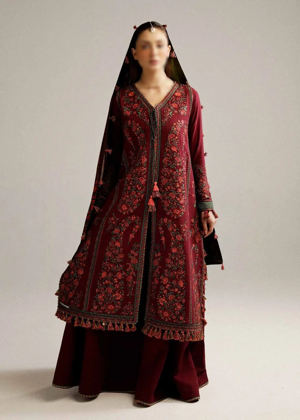 Ramsha Winter Collection – 3 Piece Embroidered Pure Wool Dhanak Suit (Code 5018) - Image 2