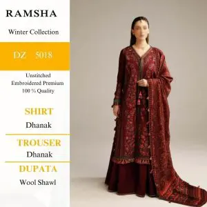 Ramsha Winter Collection 3pc Pure Wool Dhanak Suit Code 5018