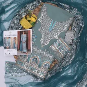 Wedding Party Wear Sea Green Organza Suit with Dupatta