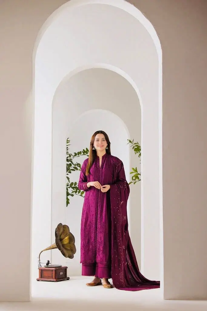 Sobia Nazir Unstitched 3 Piece Dhanak Embroidered – D7186 - Image 3
