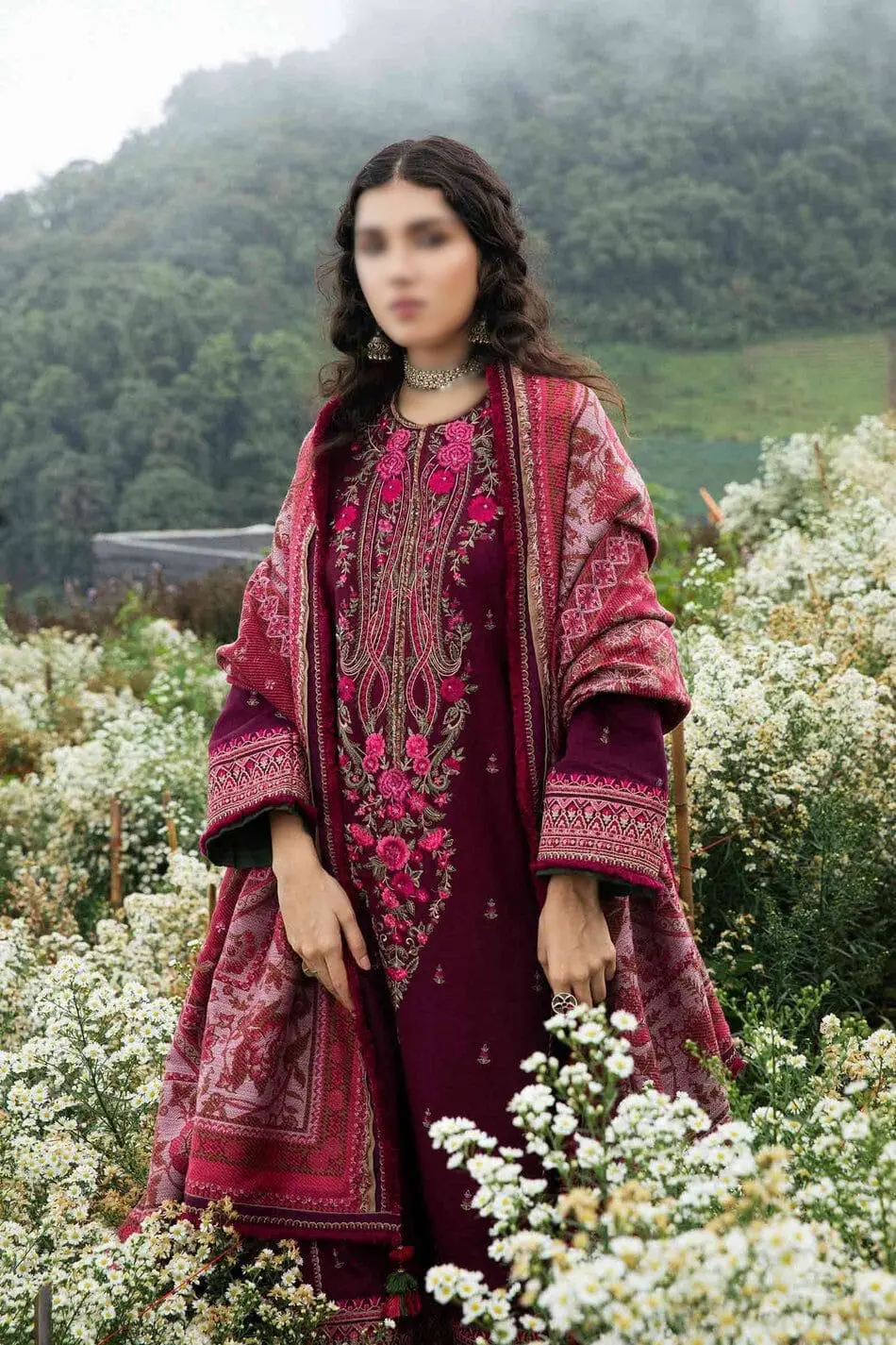 Winter Collection Zara Shahjahan Dhanak 3-piece Embroidered Suit
