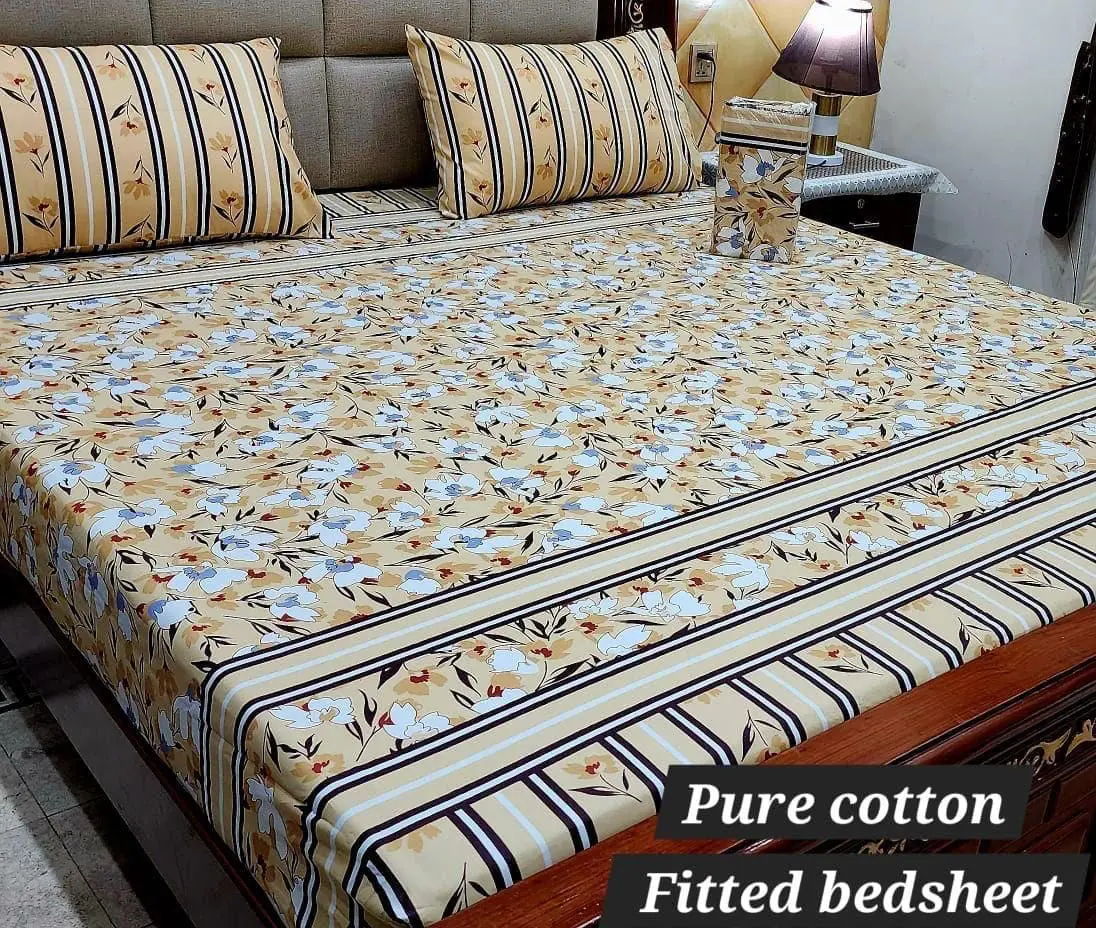 4 Season skin color king size bedsheet with 2 pillow covers