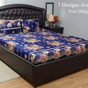 Floral Fleece 3 Piece King Size Double Bed Bedsheet – Winter Collection 2025, 7 Design