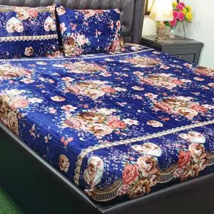 Floral Fleece 3 Piece King Size Double Bed Bedsheet – Winter Collection 2025