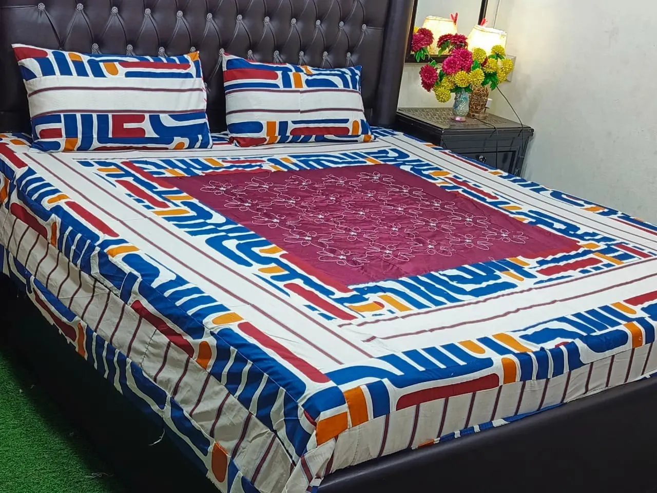 Multi Shade Patch work Bedsheet