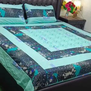 Ferozi Patch Work Cotton Satin Bedsheet