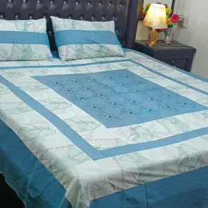 Light Blue Patch Work Bedsheet